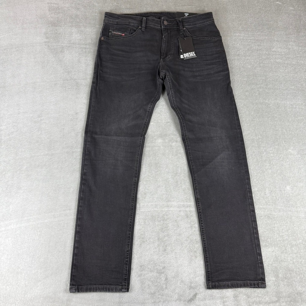 Diesel Thommer Slim Jeans Mens 32x32 Black Denim Stretch Straight $195 New NWT